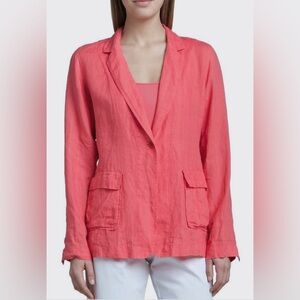 Eileen Fisher lightweight linen salmon blazer jacket Medium